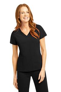 Rib Knit Detail V-Neck To by Tribute Wear, Style: OCT8101-BLK